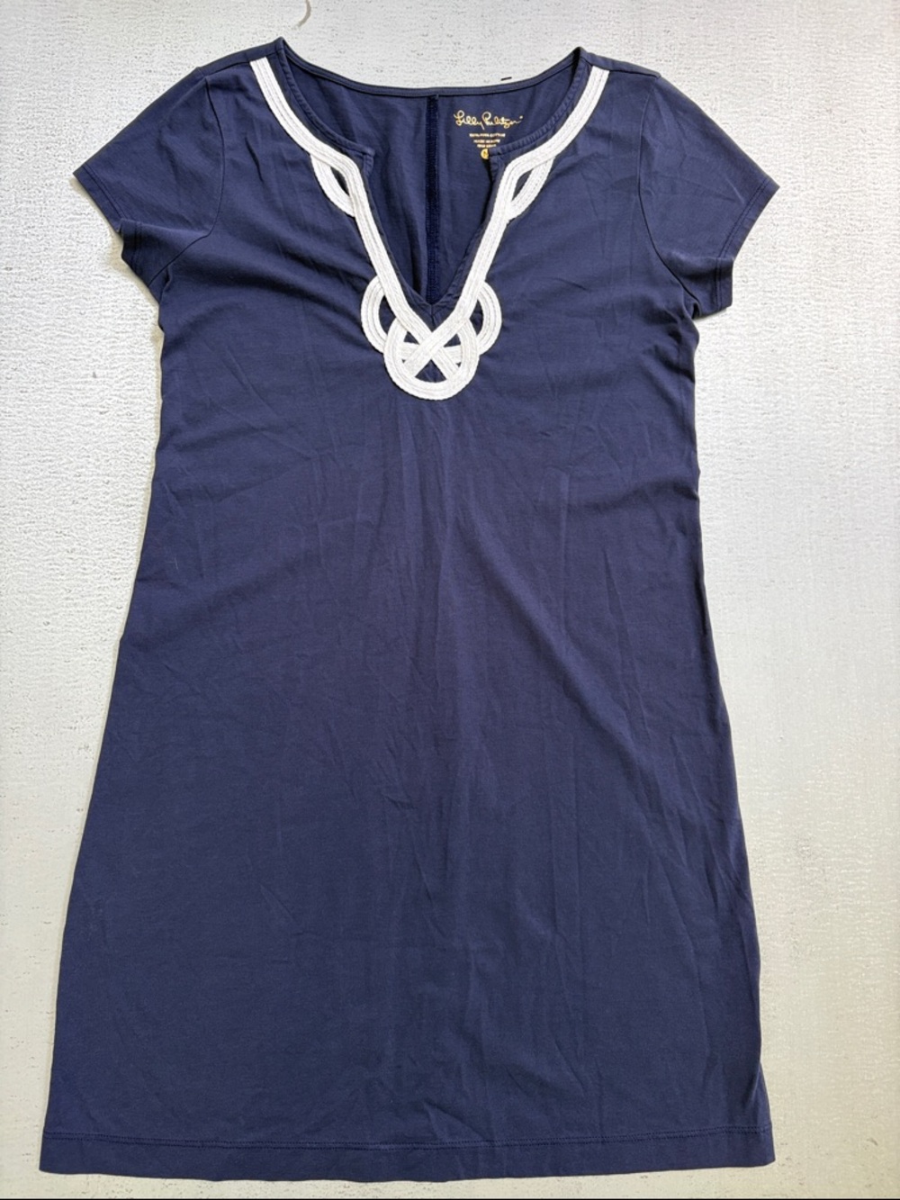 Lilly Pulitzer Navy Mini Dress with White Rope Trim